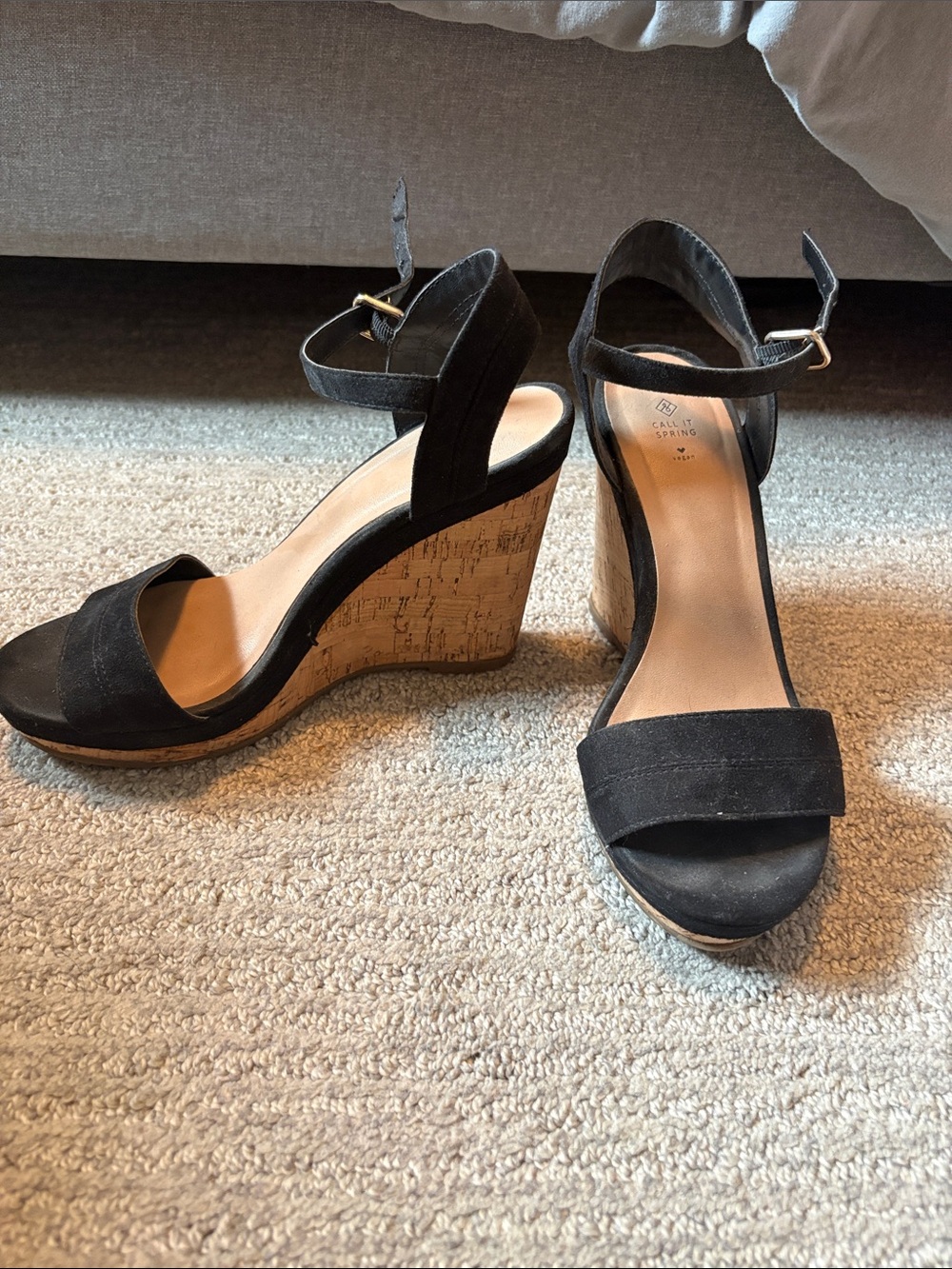 Classic Black Wedge Sandals with Ankle Strap